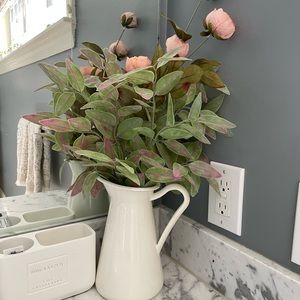 IKEA white vase with faux florals